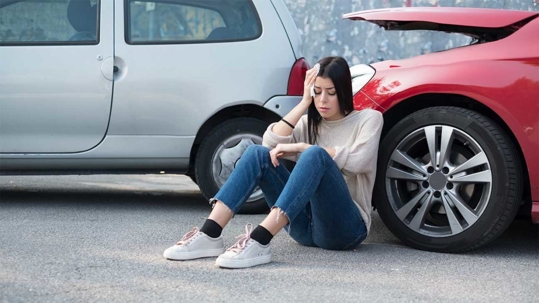 Girl after car accident